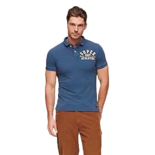 Superdry Kortärmad Piké Vintage Athletic Blå L Man