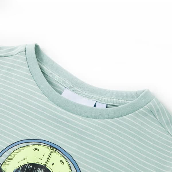 T-shirt för barn med ränder ljus mintgrön 128