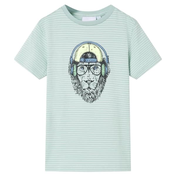 T-shirt för barn med ränder ljus mintgrön 128