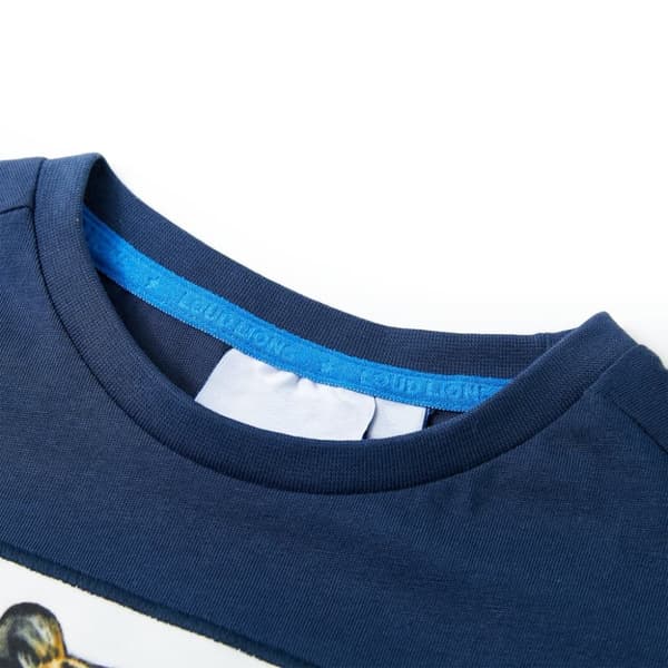 T-shirt med korta ärmar för barn mörkblå 140
