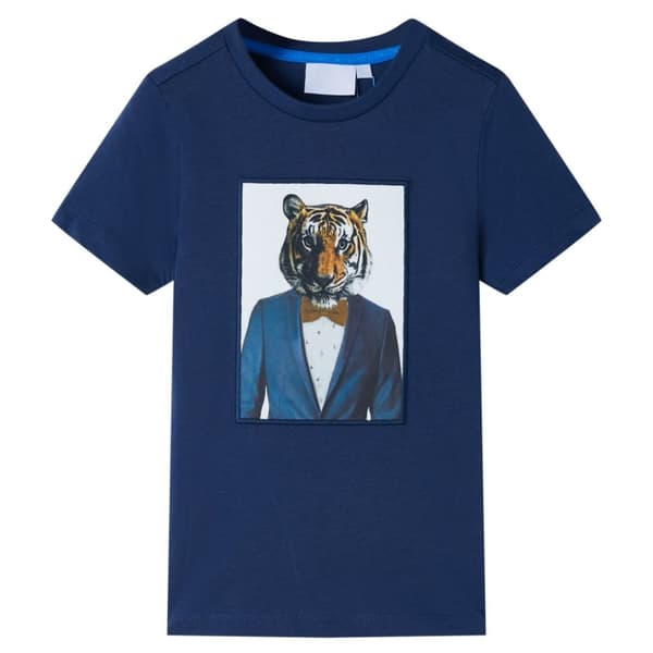 T-shirt med korta ärmar för barn mörkblå 140