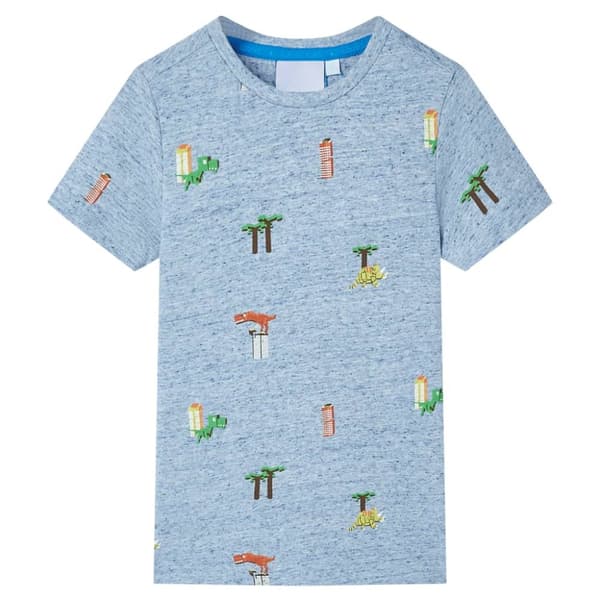 T-shirt för barn blå melange 140