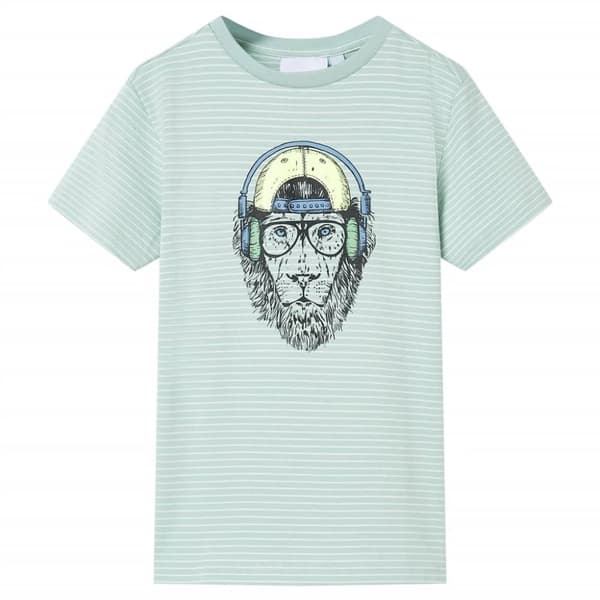 vidaXL T-shirt för barn med ränder ljus mintgrön 92