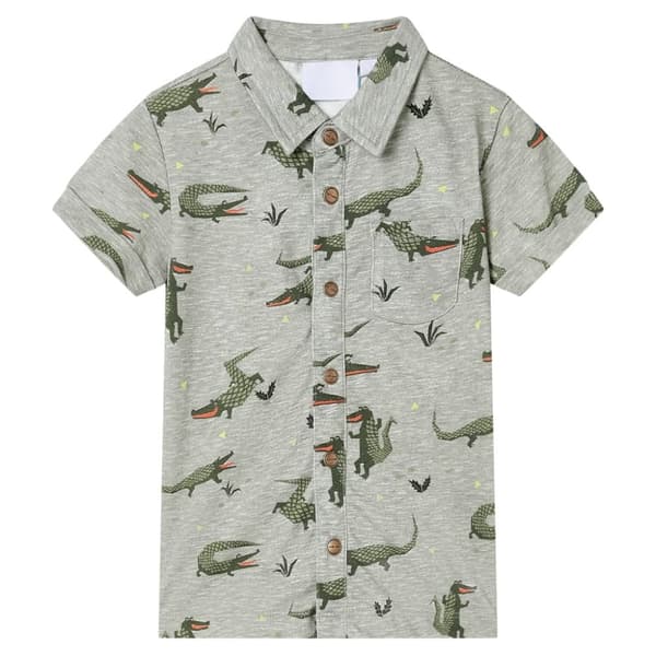 vidaXL Barnskjorta ljus khaki melange 116