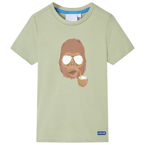 vidaXL T-shirt med korta ärmar för barn ljus khaki 104