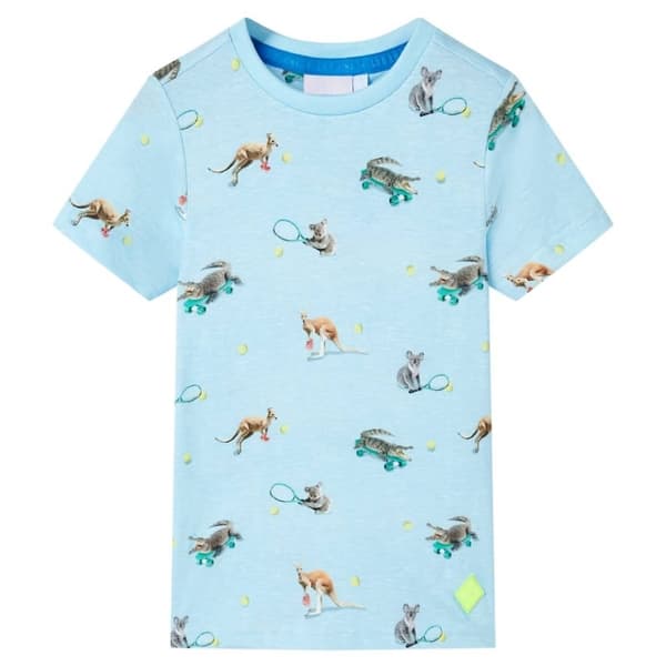 vidaXL T-shirt för barn ljusblå melange 92