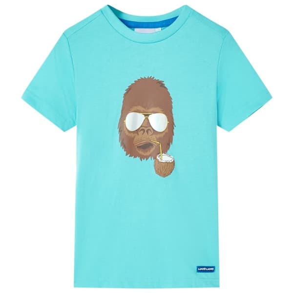 vidaXL Kortærmet T-shirt til børn str. 116 akvamarinblå