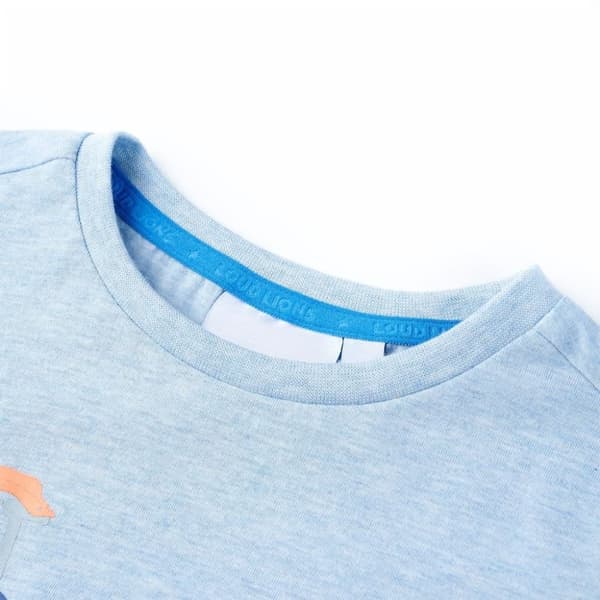 vidaXL T-shirt til børn str. 104 blåmeleret