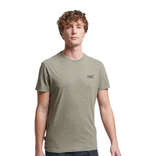 Superdry Lisa T-shirt - Ash Olive Marl - Herr - Slim Fit - Korta ärmar - 100 % organisk bomull