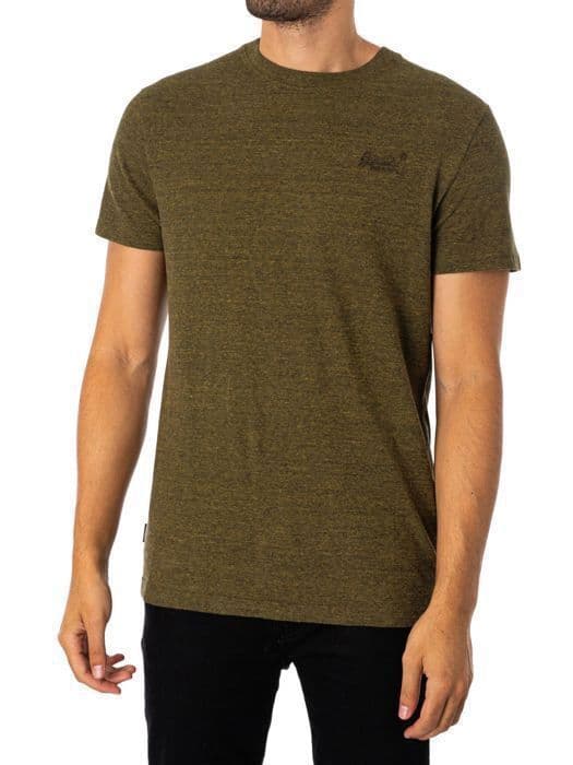 SUPERDRY herrt-shirt - Oliv - Rund hals - Korta ärmar - Bomull