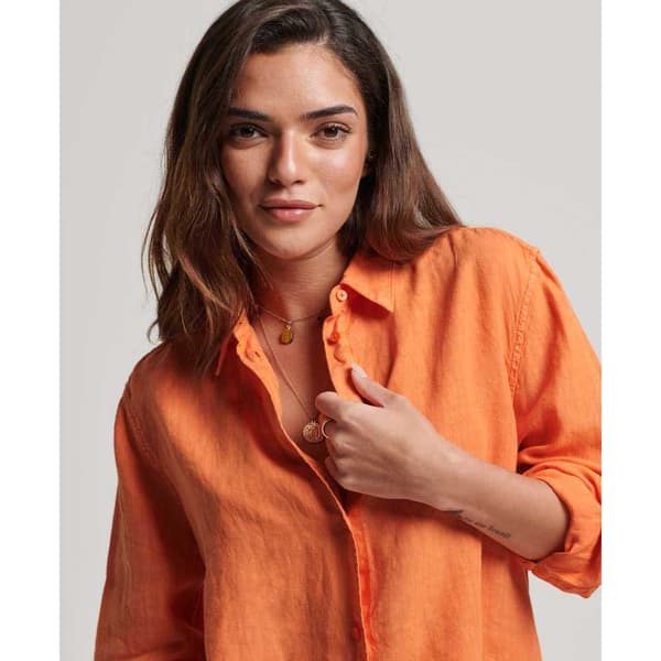 Superdry Långärmad Tröja Studios Casual Linen Orange 2XS Kvinna