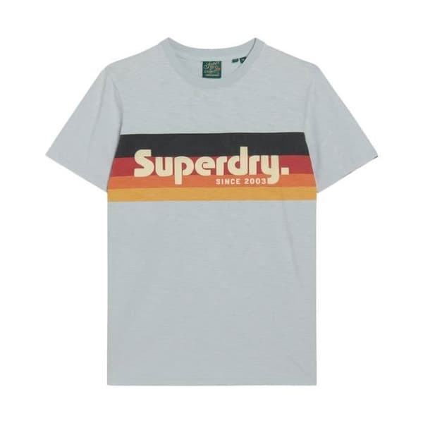 Superdry Cali randig logotyp T-shirt - Havsblå
