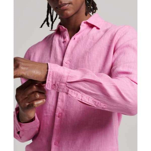 Superdry Lang ærmet Skjorte Studios Casual Linen Rosa XL Mand