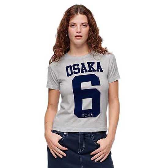 Superdry Osaka 6 Crack Print 90´s T-shirt Med Korte ærmer Grå XS Kvinde
