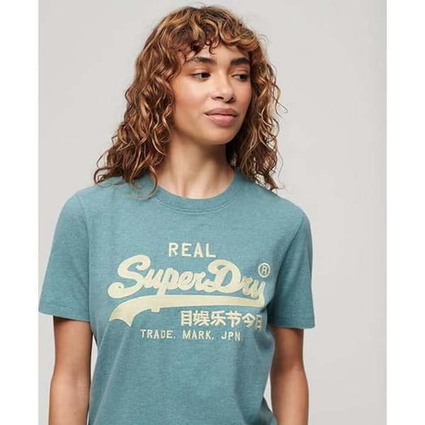 Superdry Embroidered Vl Relaxed T-shirt Med Korta ärmar Blå S Kvinna