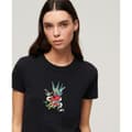 Miniatyrbillede 3 af 6: Superdry Tattoo Embroidered Fitted T-shirt Med Korte ærmer Sort L Kvinde