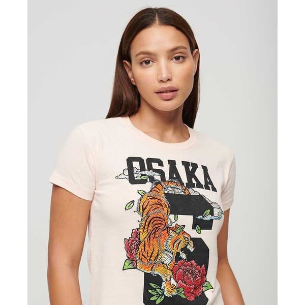 Superdry Osaka 6 Narrative 90s T-shirt Med Korta ärmar Beige XS Kvinna