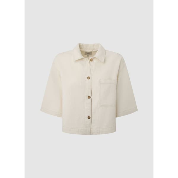 Pepe Jeans Kortärmad Tröja Elle Ecru Vit 2XS Kvinna