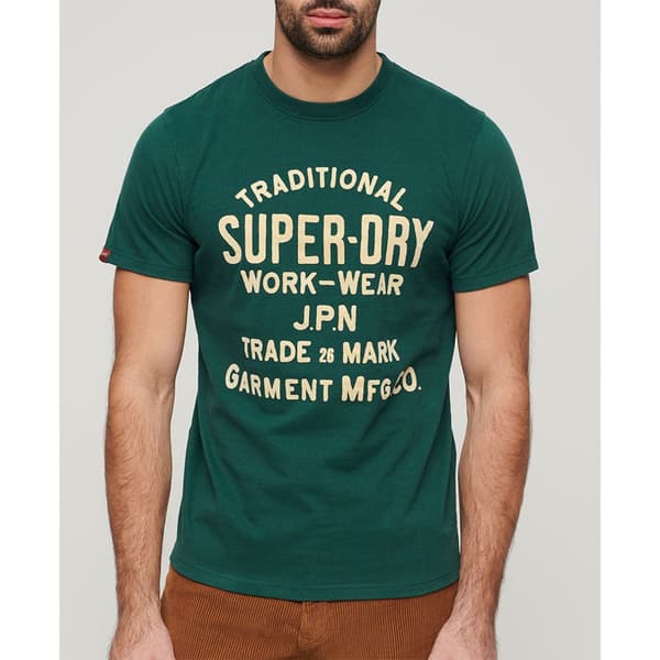 Superdry Workwear Flock Graphic T-shirt Med Korta ärmar Grönt L Man