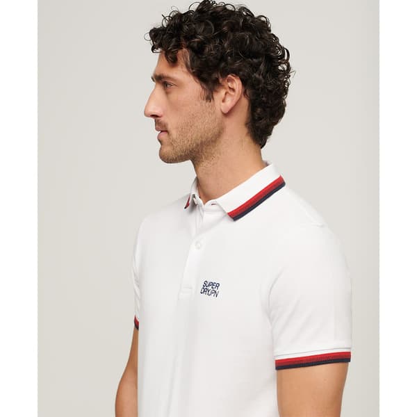 Superdry Kortärmad Piké Sportswear Relaxed Tipped Vit L Man