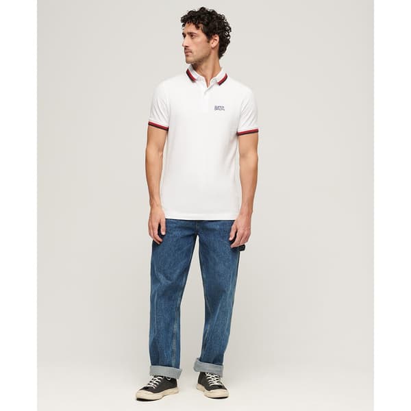 Superdry Kortärmad Piké Sportswear Relaxed Tipped Vit L Man