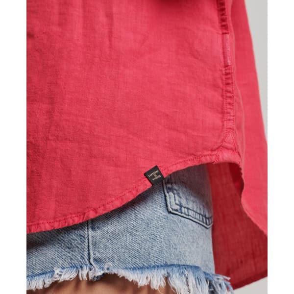 Superdry Lang ærmet Skjorte Studios Casual Linen Rosa L Kvinde