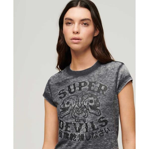 Superdry Retro Rocker T-shirt Med Korta ärmar Grå XS Kvinna