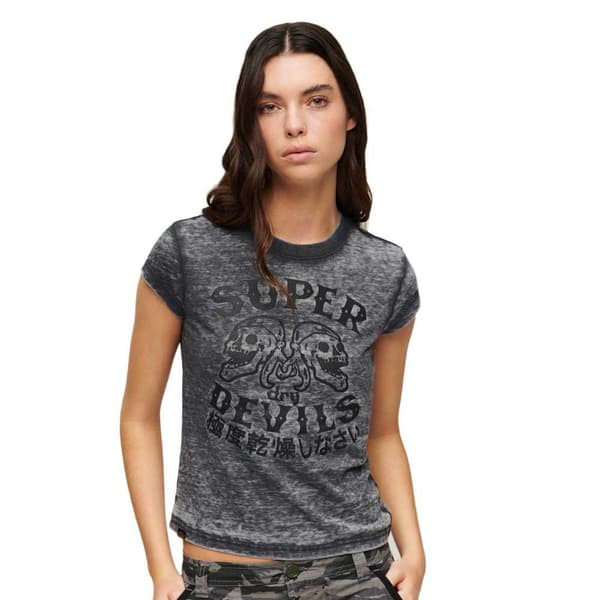 Superdry Retro Rocker T-shirt Med Korta ärmar Grå XS Kvinna