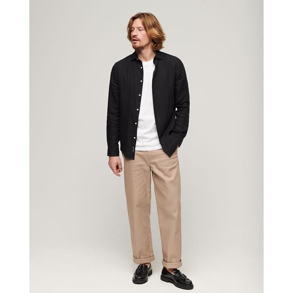Superdry Långärmad Tröja Studios Casual Linen Svart S Man
