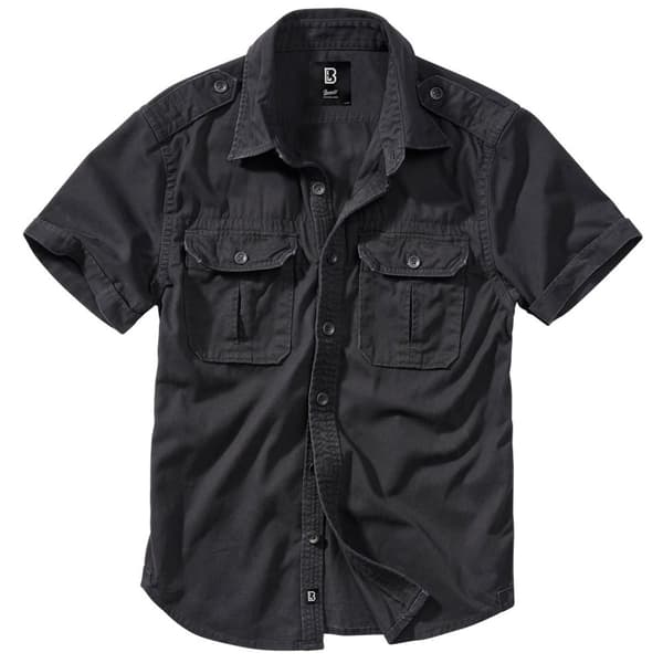 Brandit Kortærmet Skjorte Vintage Sort 7XL Mand