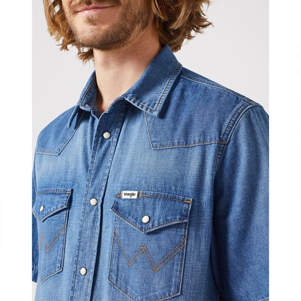 Wrangler Kortærmet Skjorte 112350572 Western Blå S Mand