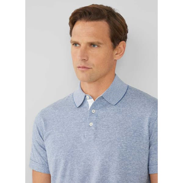 Hackett Kortärmad Piké Cott Linen Filafil Blå S Man