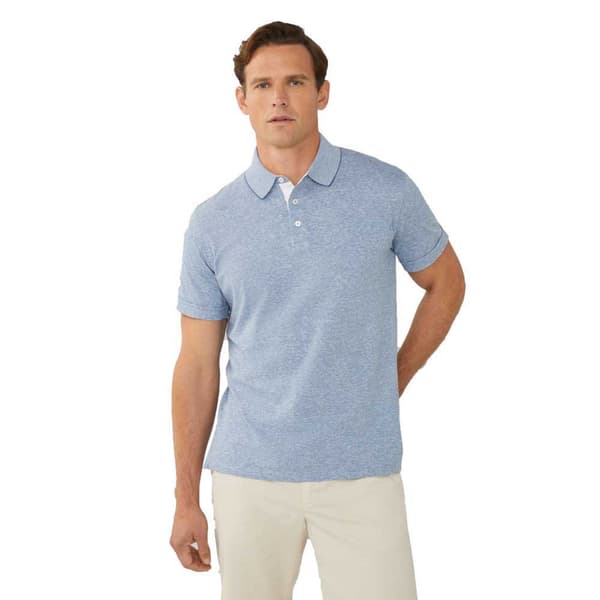 Hackett Kortärmad Piké Cott Linen Filafil Blå S Man