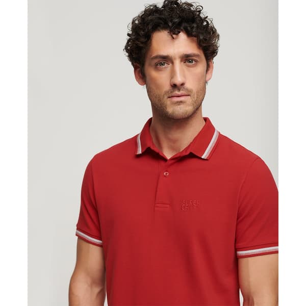 Superdry Kortärmad Piké Sportswear Relaxed Tipped Röd M Man