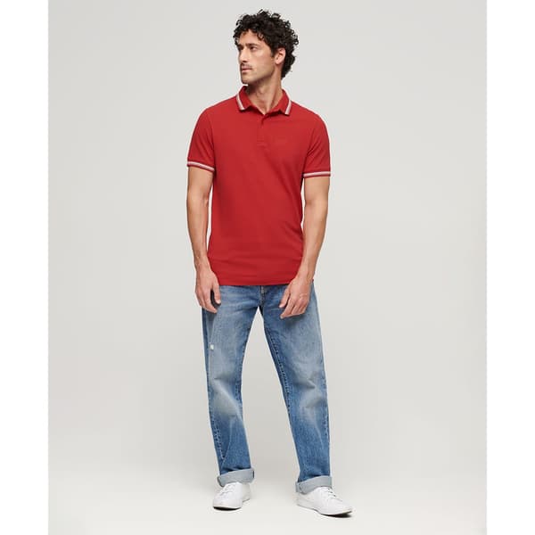 Superdry Kortärmad Piké Sportswear Relaxed Tipped Röd M Man