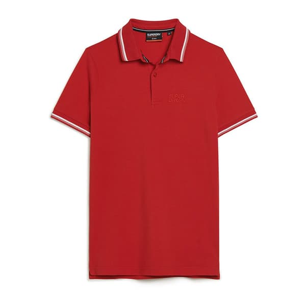Superdry Kortärmad Piké Sportswear Relaxed Tipped Röd M Man