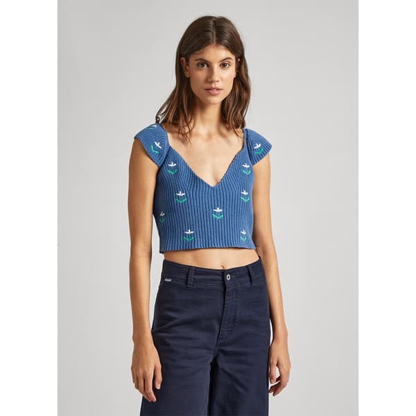 Pepe Jeans Lyhythihainen Pusero Greer Sininen S Nainen