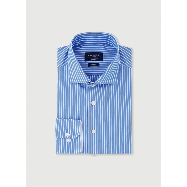 Hackett Poplin Class Stripe Skjorta Med Långa ärmar Blå 2XL Man