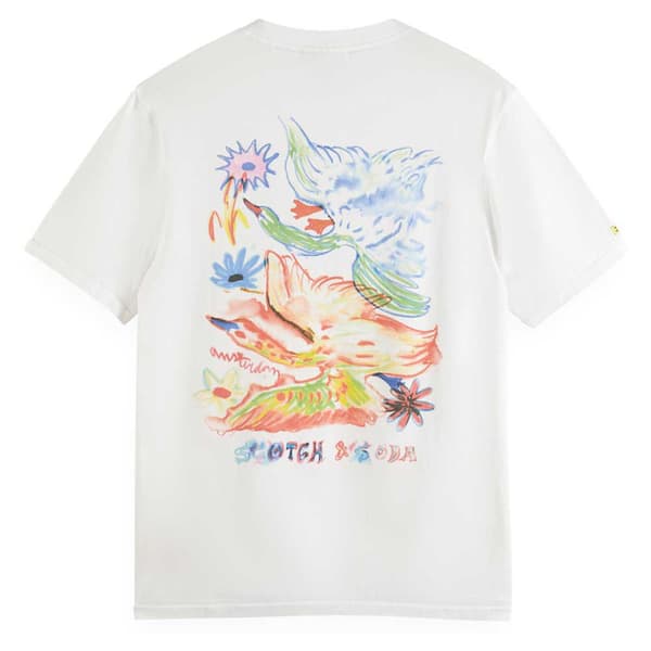 Scotch & Soda Front Back Swan Artwork T-shirt Med Korte ærmer Hvid 2XL Mand