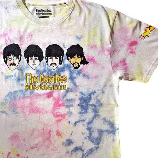 The Beatles Yellow Submarine Heads & Apple Bonkers Dye Wash T Shirt
