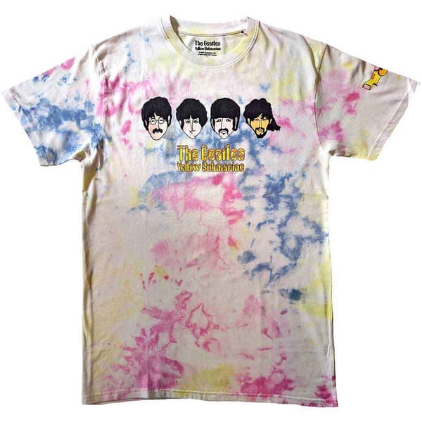 The Beatles Yellow Submarine Heads & Apple Bonkers Dye Wash T Shirt