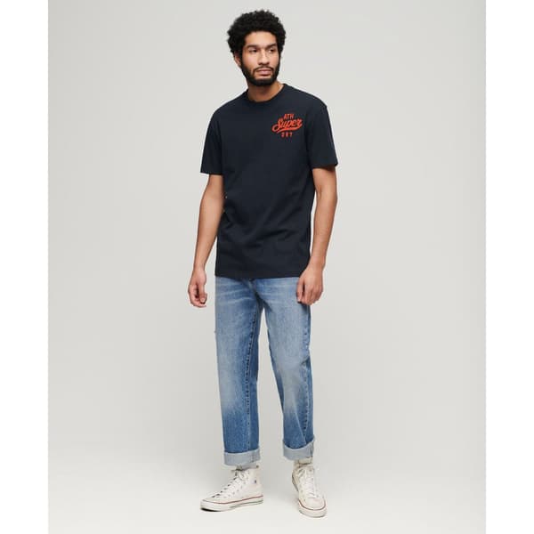 Superdry Embroidered Superstate Ath Logo T-shirt Med Korta ärmar Blå L Man