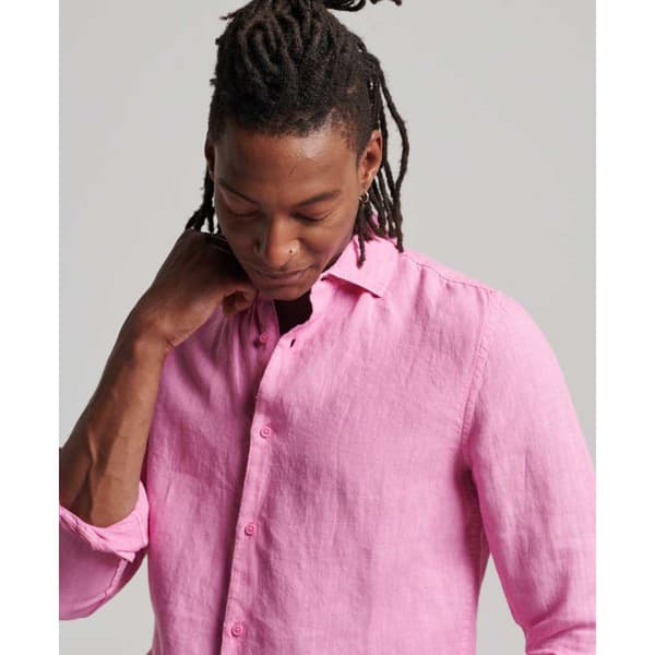 Superdry Studios Casual Linen Skjorte Med Lange ærmer Rosa 3XL Mand
