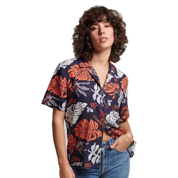 Superdry Kortärmad Tröja Vintage Beach Resort Blå XS Kvinna