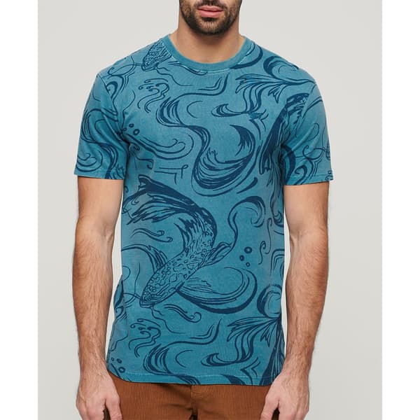 Superdry Vintage Overdye Printed T-shirt Med Korta ärmar Blå L Man