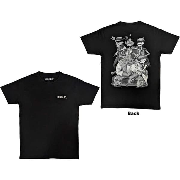 Gorillaz Unisex T-Shirt: Pocket Spray - George Group (Back Print) (XX-Large)