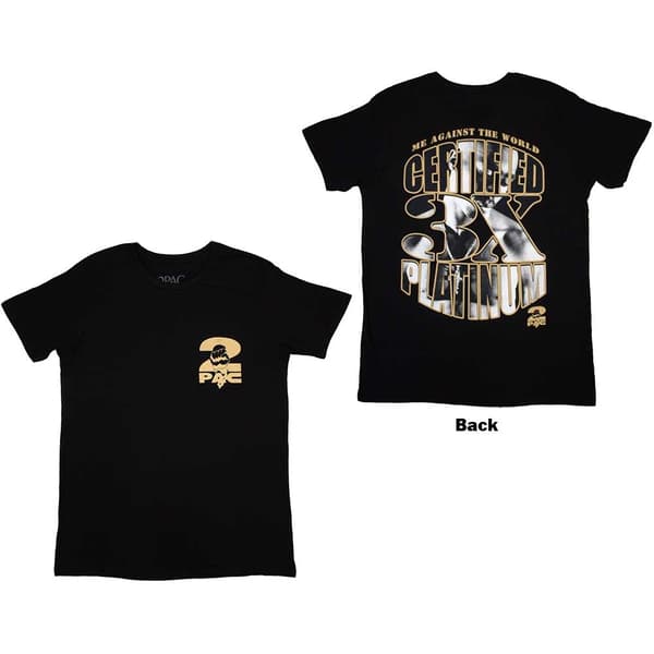 Tupac Unisex T-Shirt: Platinum (Back Print) (Medium)