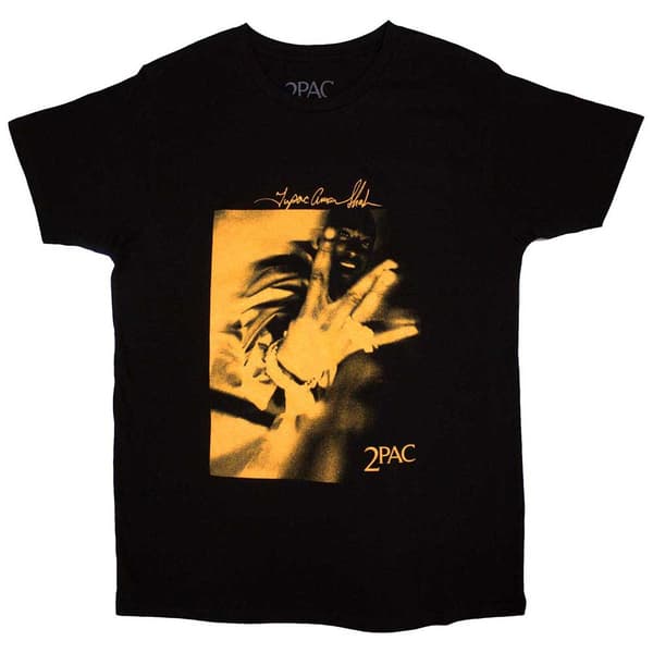 Tupac Unisex T-Shirt: Fingers Orange Tone (Large)