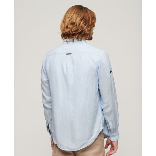 Superdry Studios Casual Linen Skjorta Med Långa ärmar Blå M Man