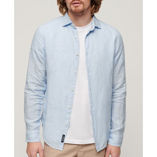 Superdry Studios Casual Linen Skjorta Med Långa ärmar Blå M Man